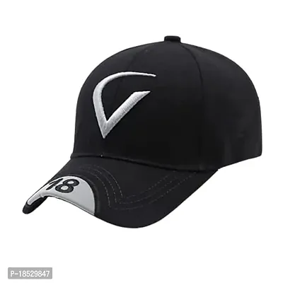 Cap for Men and Women VIRAT Cotton Blend Cap Use for Sports Cricket All Outdoor Indoor Activities (Black V Maroon V)-thumb4