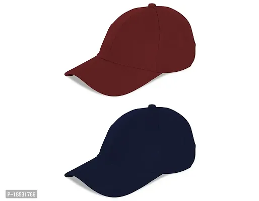 Baseball Combo Caps for Mens and Womens UV- Protection Stylish Cotton Blend Caps Men for All Fashions Sports Workouts (Maroon  N.Blue)