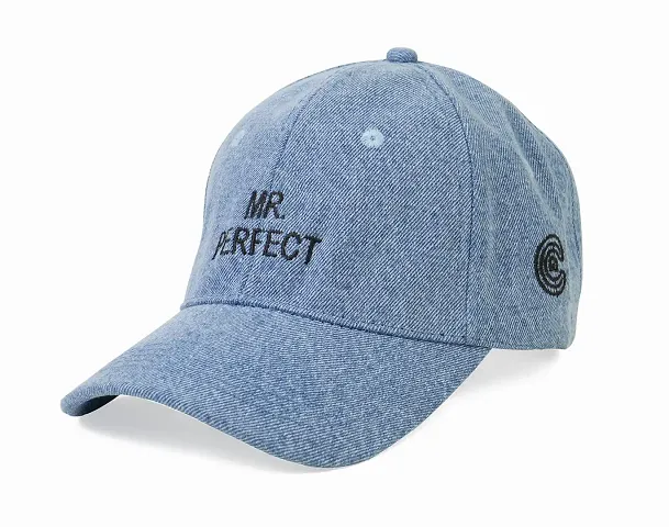 CLASSYMESSI Baseball Self Design Unisex Caps Genuine Jeans in Light Weight Stylish Solid Cap Fit for Men and Women (Light Blue)