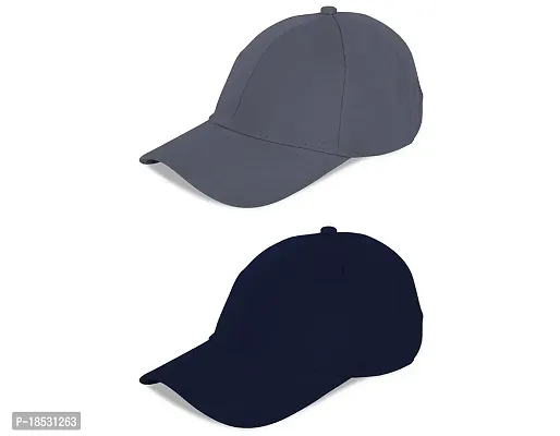 Baseball Combo Caps for Mens and Womens UV- Protection Stylish Cotton Blend Caps Men for All Fashions Caps for Boys and Girls (Grey  N.Blue)
