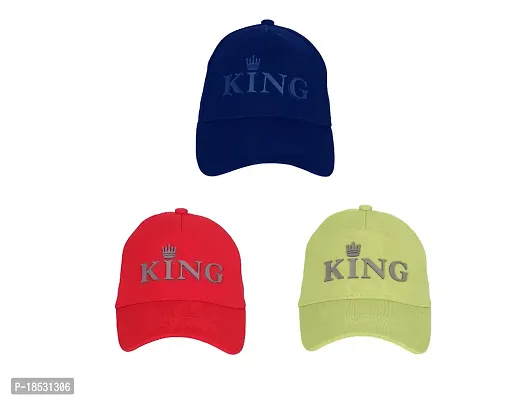 Baseball Combo Caps for Mens and Womens UV- Protect Stylish Cotton Blend King Caps Men for All Sports Caps for Boys and Girls (Blue  RED  Light Green)