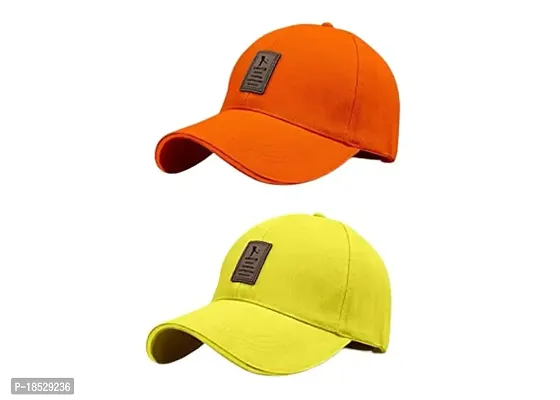 EDIKO Cap Combo Pack of 2 Cotton Cap for Men's and Women's (Yellow  Orange)