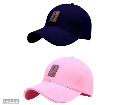 EDIKO Cap Combo Pack of 2 Cotton Cap for Men's and Women's (Blue  Pink)