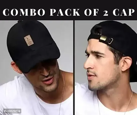 EDIKO Cap Combo Pack of 2 Cotton Cap for Men's and Women's (Black  Yellow)-thumb2