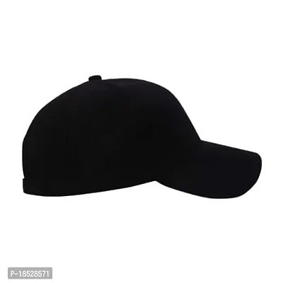 CLASSYMESSI Stylish Black Plain Casual Cap in Light Weight Baseball Cap Fit for Men and Women Use Workout Traveling Dating-thumb3