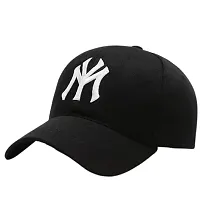 Cap for Men and Women VIRAT Cotton Blend Cap Use for Sports Cricket All Outdoor Indoor Activities (Black NY Black NY)-thumb2