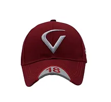 Cap for Men and Women VIRAT Cotton Blend Cap Use for Sports Cricket All Outdoor Indoor Activities (Black V Maroon V)-thumb2