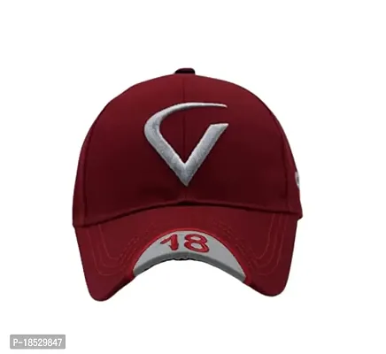 Cap for Men and Women VIRAT Cotton Blend Cap Use for Sports Cricket All Outdoor Indoor Activities (Black V Maroon V)-thumb3