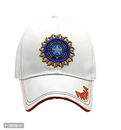 CLASSYMESSI Men's and Women's India Cricket Cap Genuine Quality Original Cap for All Cricket Fans Sports Cap (White)-thumb2