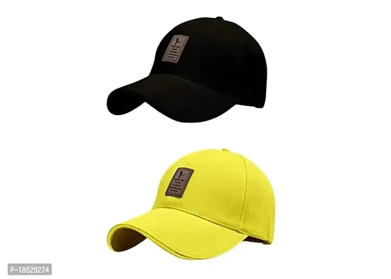 EDIKO Cap Combo Pack of 2 Cotton Cap for Men's and Women's (Black  Yellow)