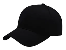 CLASSYMESSI Stylish Black Plain Casual Cap in Light Weight Baseball Cap Fit for Men and Women Use Workout Traveling Dating-thumb3