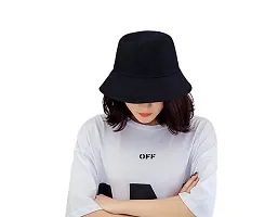 CLASSYMESSI Combo Pack of 2 Bucket Hat White Shade Black Bucket Hats for Men and Women Cotton Hats for Girls Wide Brim Floppy (White Black)-thumb1