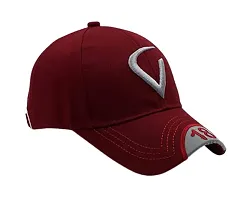 Cap for Men and Women VIRAT Cotton Blend Cap Use for Sports Cricket All Outdoor Indoor Activities (Maroon V Maroon V)-thumb2