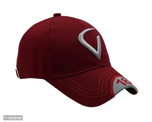 Cap for Men and Women VIRAT Cotton Blend Cap Use for Sports Cricket All Outdoor Indoor Activities (Maroon V Maroon V)-thumb3