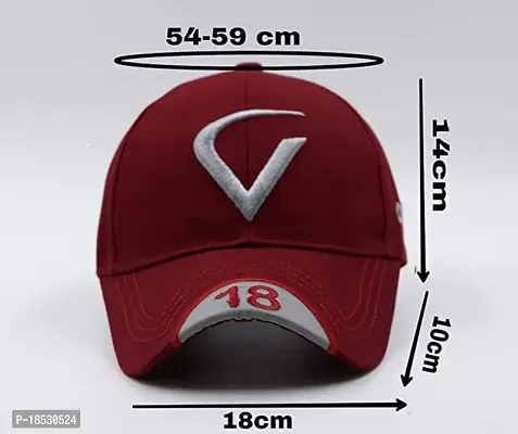 Cap for Men and Women VIRAT Cotton Blend Cap Use for Sports Cricket All Outdoor Indoor Activities (Maroon V)-thumb5