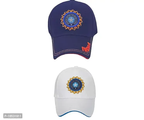 Baseball Caps for Men and Women VIRAT Cotton Blend Caps Men for All Sports Cricket Caps for Boys and Girls (IND Navy Blue White)