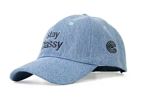 CLASSYMESSI Unisex Caps Genuine Cotton Jeans in Light Weight Stylish Solid Baseball Cap Casual, Workouts, Sports, Party, (Light Blue)-thumb1