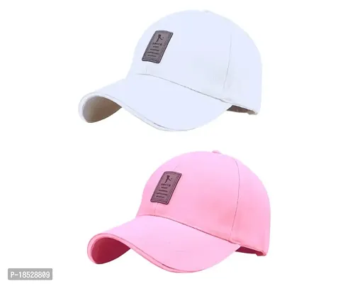 EDIKO Cap Combo Pack of 2 Cotton Cap for Men's and Women's (White  Pink)