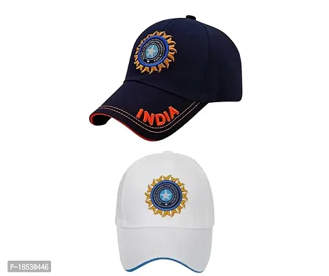 CLASSYMESSI Men's and Women's India Cricket Cap Genuine Quality Original Cap for All Cricket Fans Sports Cap (Black White)