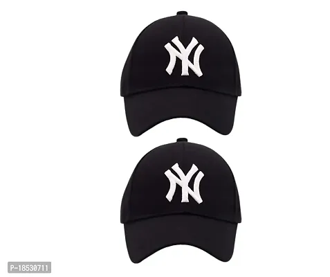 Cap for Men and Women VIRAT Cotton Blend Cap Use for Sports Cricket All Outdoor Indoor Activities (Black NY Black NY)