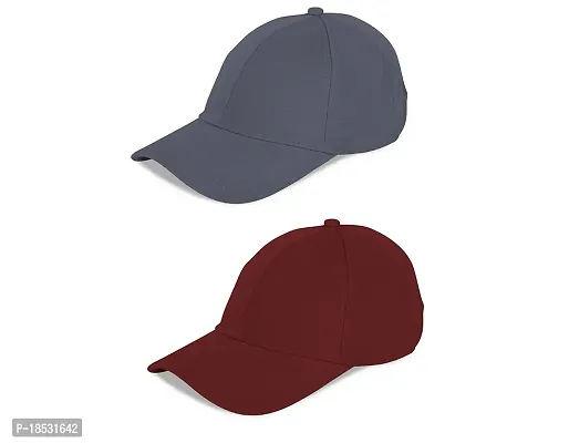 Baseball Combo Caps for Mens and Womens UV- Protection Stylish Cotton Blend Caps Men for All Fashions Caps for Boys and Girls (Grey  Maroon)