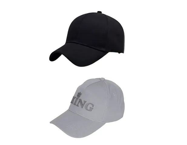 Baseball Combo Caps for Mens and Womens UV- Protection Stylish Blend King Caps Men for All Fashion Caps for Boys and Girls Use Indoor Outdoor and All Activities (King P BLK)