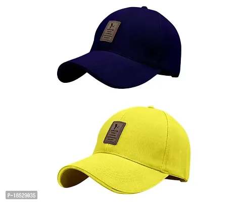EDIKO Cap Combo Pack of 2 Cotton Cap for Men's and Women's (Blue  Yellow)