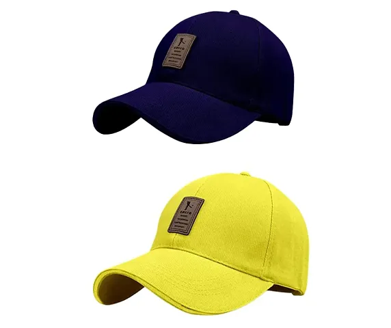 EDIKO Cap Combo Pack of 2 Cap for Men's and Women's (Blue Yellow)