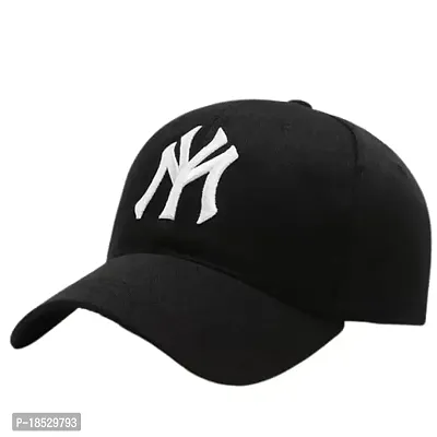 Cap for Men and Women Cotton Cap Use for Sports Cricket All Outdoor Indoor Activities (Black NY)-thumb2