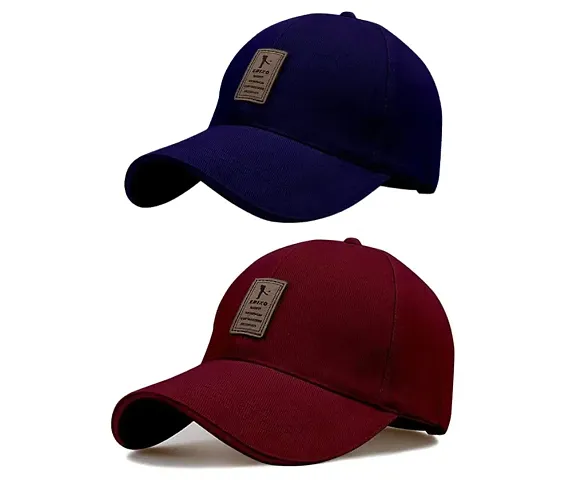 EDIKO Cap Combo Pack of 2 Cap for Men's and Women's (Blue Maroon)