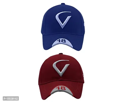Cap for Men and Women VIRAT Cotton Blend Cap Use for Sports Cricket All Outdoor Indoor Activities (Blue V Maroon V)