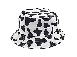 CLASSYMESSI Combo Pack of 2 Bucket Hat White Shade Black Bucket Hats for Men and Women Cotton Hats for Girls Wide Brim Floppy Summer (BlackCow Print)-thumb2