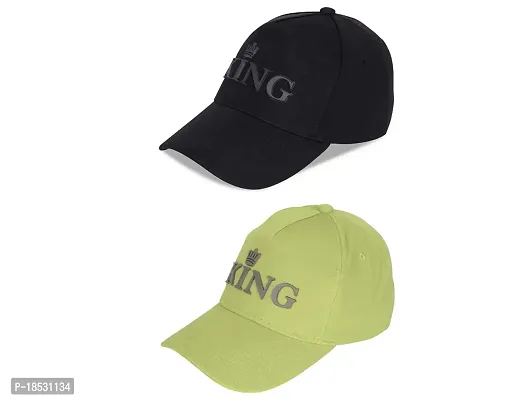 Baseball Combo Caps for Mens and Womens UV- Protection Stylish Cotton Blend King Caps Men for All Sports Caps for Boys and Girls (Black  Light Green)