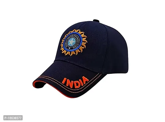 CLASSYMESSI Men's and Women's India Cricket Cap Genuine Quality Original Cap for All Cricket Fans Sports Cap (Black Blue)-thumb3
