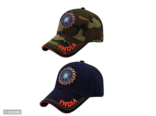 CLASSYMESSI Men's and Women's India Cricket Cap Genuine Quality Original Cap for All Cricket Fans Sports Cap (Black Army)-thumb0