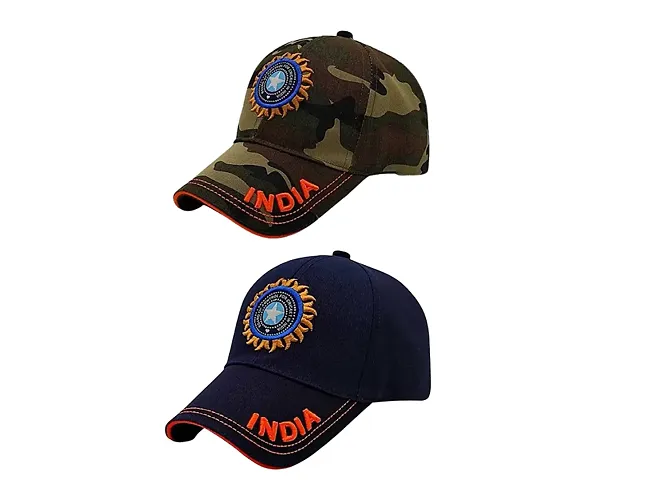 CLASSYMESSI Men's and Women's India Cricket Cap Genuine Quality Cap for All Cricket Fans Sports Cap (Black Army)