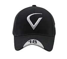 Cap for Men and Women VIRAT Cotton Blend Cap Use for Sports Cricket All Outdoor Indoor Activities (Black V Maroon V)-thumb1