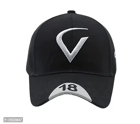 Cap for Men and Women VIRAT Cotton Blend Cap Use for Sports Cricket All Outdoor Indoor Activities (Black V Maroon V)-thumb2