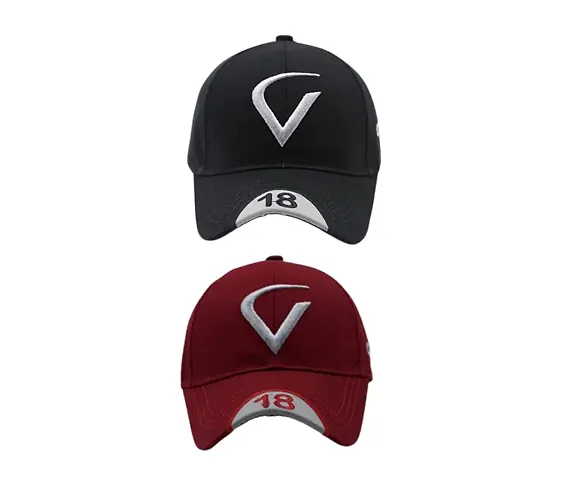 Cap for Men and Women VIRAT Blend Cap Use for Sports Cricket All Outdoor Indoor Activities (Black V V)