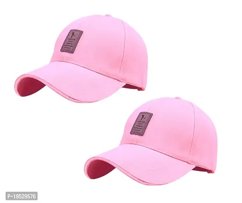 EDIKO Cap Combo Pack of 2 Cotton Cap for Men's and Women's (Pink  Pink)