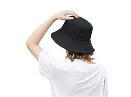 CLASSYMESSI Bucket Hat White Shade Black Bucket Hats for Men and Women Cotton Hats for Girls Wide Brim Floppy Summer Traveling Dating Gifts (Black)-thumb1