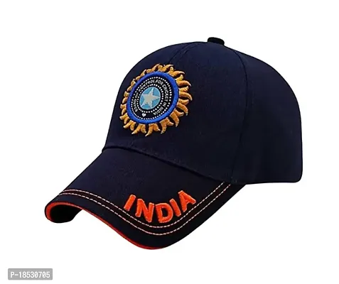 CLASSYMESSI Men's and Women's India Cricket Cap Genuine Quality Original Cap for All Cricket Fans Sports Cap (Black)-thumb0