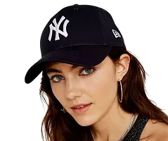 Cap for Men and Women VIRAT Cotton Blend Cap Use for Sports Cricket All Outdoor Indoor Activities (Black NY Black NY)-thumb1