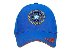 CLASSYMESSI Men's and Women's India Cricket Cap Genuine Quality Original Cap for All Cricket Fans Sports Cap (Black Blue)-thumb1