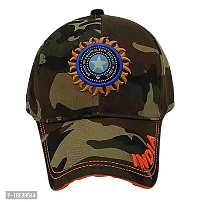 CLASSYMESSI Men's and Women's India Cricket Cap Genuine Quality Original Cap for All Cricket Fans Sports Cap (White,Army)-thumb2