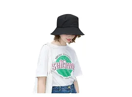 CLASSYMESSI Bucket Hat White Shade Black Bucket Hats for Men and Women Cotton Hats for Girls Wide Brim Floppy Summer Traveling Dating Gifts (Black)-thumb4