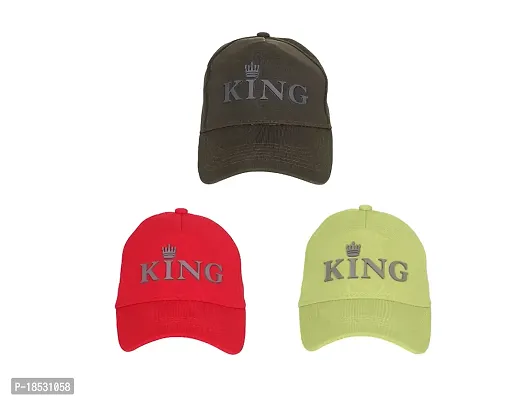 Baseball Combo Caps for Mens and Womens UV- Protection Stylish Cotton Blend King Caps Men for All Sports Caps for Boys and Girls (RED  Light Green  Dark Green)
