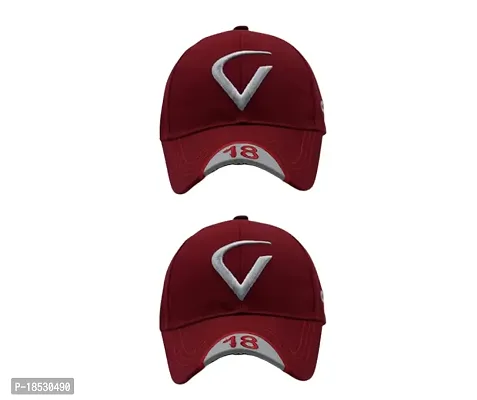 Cap for Men and Women VIRAT Cotton Blend Cap Use for Sports Cricket All Outdoor Indoor Activities (Maroon V Maroon V)
