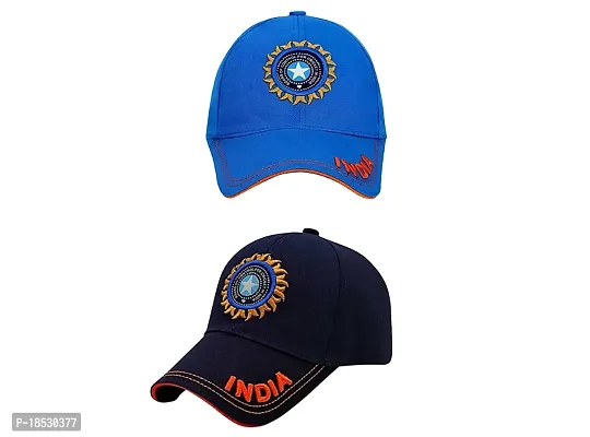 CLASSYMESSI Men's and Women's India Cricket Cap Genuine Quality Original Cap for All Cricket Fans Sports Cap (Black Blue)-thumb0