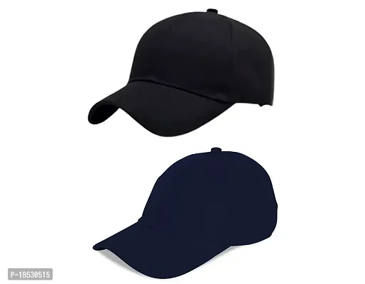 Baseball Combo Caps for Mens and Womens UV- Protection Stylish Cotton Blend Caps Men for All Fashions Caps for Boys and Girls (Black  N.Blue)-thumb0